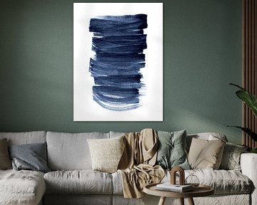 Indigo 3 | minimalistisch aquarel van Menega Sabidussi