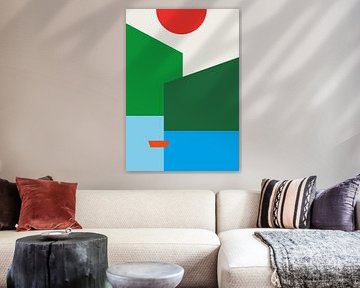 Un lac, des montagnes et un bateau