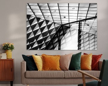 Glazen gevel van Futurium Berlijn zwart-wit van Mixed media vector arts