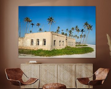 Ruin and palm trees on Salalah beach, Oman by Jan Fritz