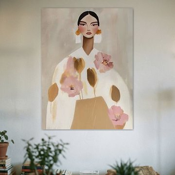 Portrait moderne, illustration en couleurs douces sur Carla Van Iersel