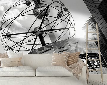 World Time Clock and Berlin Television Tower in summer by Mixed media vector arts