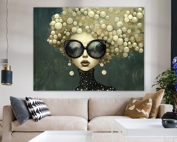 Vrouw met bolletjeshaar van Kunst Kriebels