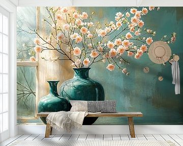 Blossoms in Green and Pink by Studio BB