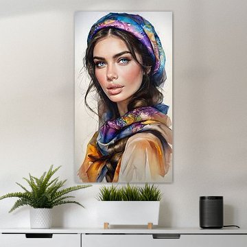 Een vrouw met opvallende blauwe ogen van Ljupka Kareska