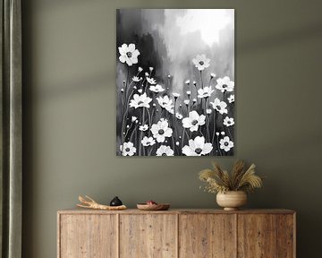 Elegant Anemone bloemmotief (zwart-wit) van Artistic