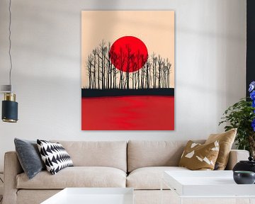 Sereen Zonsondergang Silhouet van Artistic