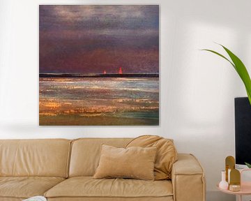 Rote Segel im Sonnenuntergang von Ger Veuger