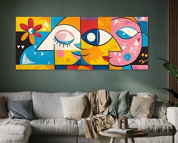 Kleurrijke Abstracte Bloem en Gezicht van OMG Art