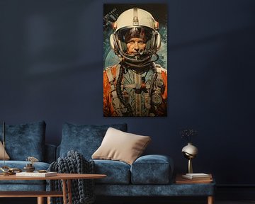 Sovjet vrouwelijke kosmonaut -Poster -Kunst jaren 70 -Poster, Vintage Retro Stijl Verticaal van Animaflora PicsStock