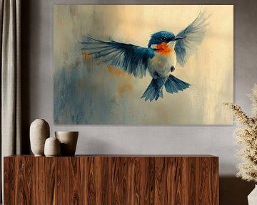 Vleugels van Licht Zwevende Blauwe Vogel van Eva Lee