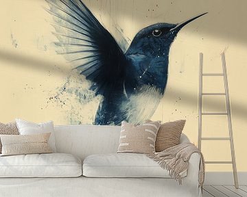 Blue Grace Abstract Bird in Motion by Eva Lee