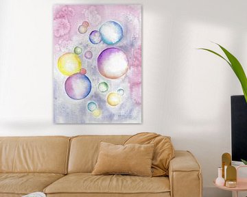 Zeepbellen aquarel schilderen van Sandra Steinke