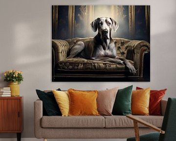 Majestic Great Dane lying on an armchair by Martine Affre Eisenlohr