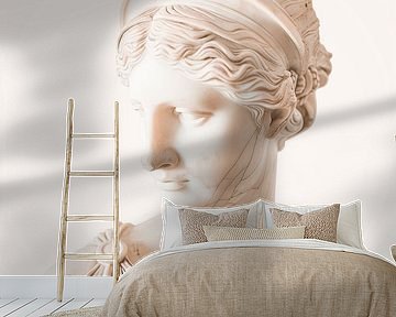 Timeless female portrait in soft pink marble