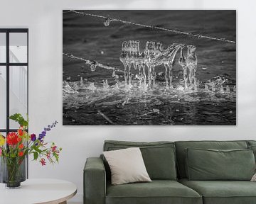 Abstracte Ijs vormen aan prikkeldraad van Peter Venema