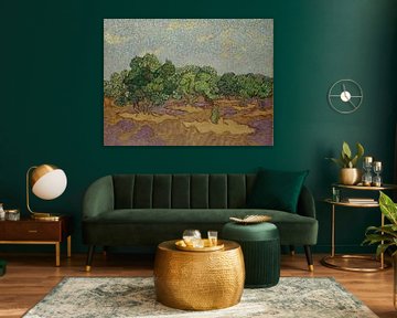 Olive Trees with Yellow Sky and Sun by Artistic