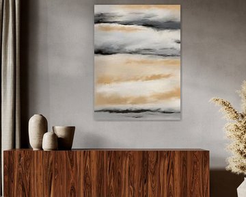 Overstekende woestijnen - abstract schilderij met textuur in neutrale tinten van Frankie Soldado