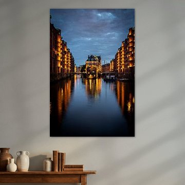 Blue hour at the Hamburg moated castle