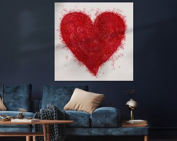 Red Heart - Gestructureerd en expressief abstract rood hart van Frankie Soldado