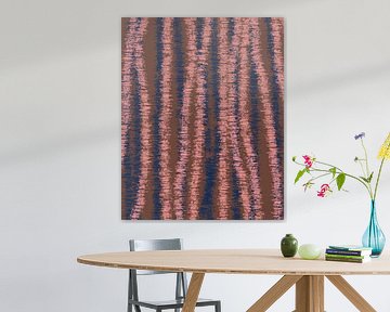 Roze, blauw, bruine strepen. Retro jaren 70 patroon. Minimalistische woondecoratie. van Dina Dankers