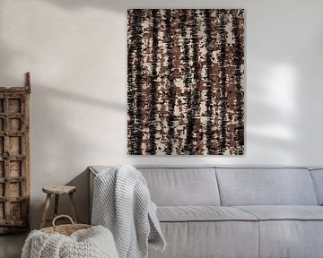 Bruin, zwart, wit glitch. Retro jaren 70 patroon. Minimalistisch huisdecor. van Dina Dankers