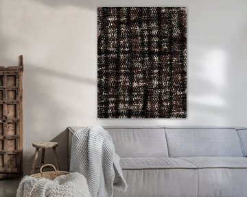Zwart en bruin gaas. Retro jaren 70 patroon. Minimalistische woondecoratie. van Dina Dankers