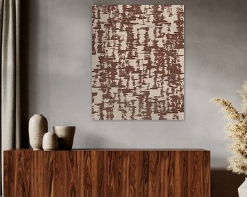 Glitch in bruin en wit. Retro jaren 70 patroon. Minimalistische woondecoratie. van Dina Dankers