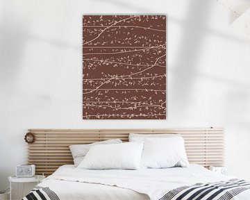 Warm bruin en wit. Retro jaren 70 patroon. Minimalistische woondecoratie. van Dina Dankers