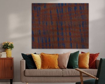 Bruin en blauw. Retro jaren 70 patroon. Minimalistische woondecoratie. van Dina Dankers