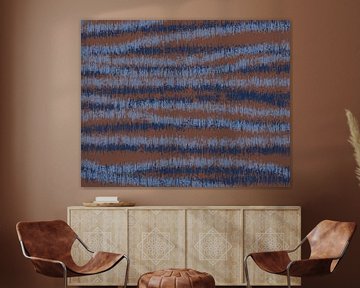 Blauw en bruin. Retro jaren 70 patroon. Minimalistische woondecoratie. van Dina Dankers