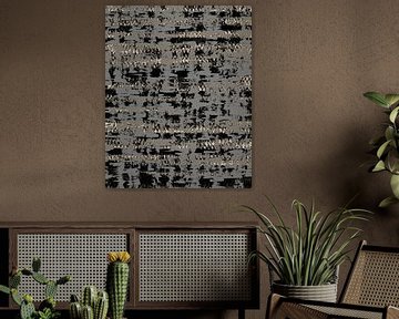 Grijs en zwart. Retro jaren 70 patroon. Minimalistische woondecoratie. van Dina Dankers