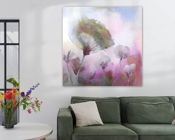Heitere Aquarellmalerei von weichen Flusenbällen (Löwenzahn) von Studio Pieternel