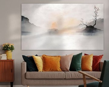 ZEN Art Gemälde: Gelassener Morgennebel