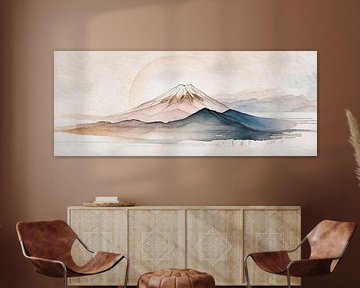 ZEN Art Gemälde: Japanisches Aquarell des Berges Fuji von Studio Pieternel
