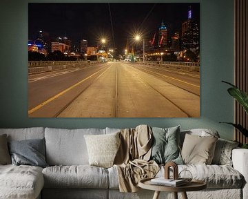Melbourne in Australië bij nacht. van Jiri Viehmann