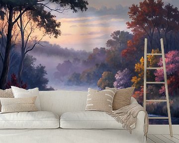 Gelassenes Flussufer in der Dämmerung von Artistic