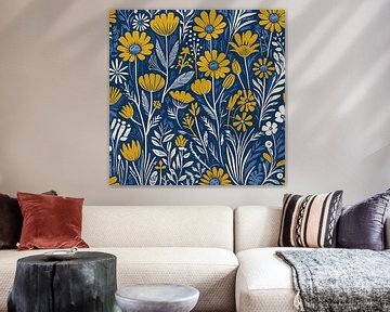 FLOWER MUSTARD BLUE by ub cy