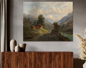 Gustav Barbarini, berglandschap met almhut van Atelier Liesjes