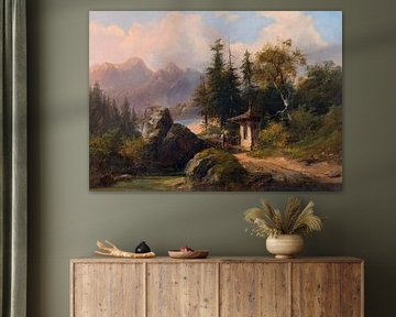 Gustav Barbarini, paysage de montagne avec lac de montagne