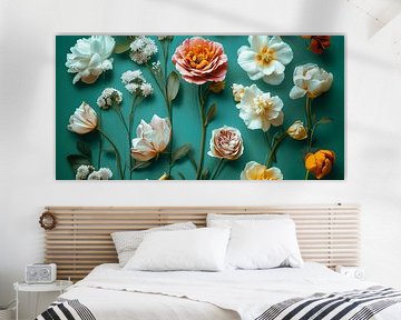 Bloemstilleven in Turquoise van Studio BB