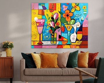 Kleurrijke Bloemen in Vazen van OMG Art