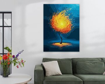 Fiery Tree of Life | Abstract Nature Wall Art