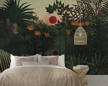 Henri Rousseau, Tropisch landschap, Amerikaanse Indiaan in gevecht met een gorilla, 1910