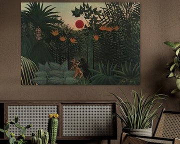 Henri Rousseau, Tropisch landschap, Amerikaanse Indiaan in gevecht met een gorilla, 1910