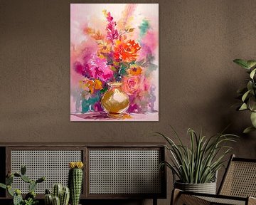 Kleurrijk Stilleven: Impressionistisch bloemen boeket van Studio Pieternel