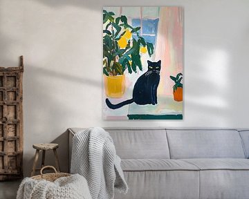 Cat black Fauvism inspired by Matisse by Niklas Maximilian