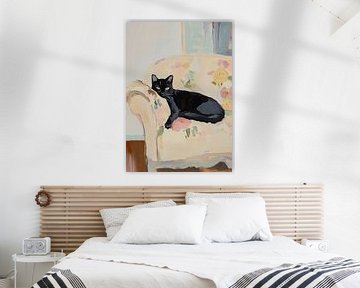 Cat black animals fauvism pastel