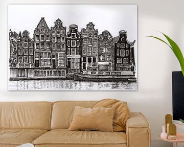 Tekening Amstel Huizen Amsterdam van Hendrik-Jan Kornelis