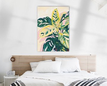 Botanisch Calathea Pastell Pflanze Modern